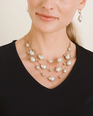 Faux-Pearl Illusion Necklace