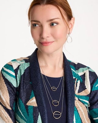 Mixed Metal Triple Circle Pendant Necklace click to view larger image.