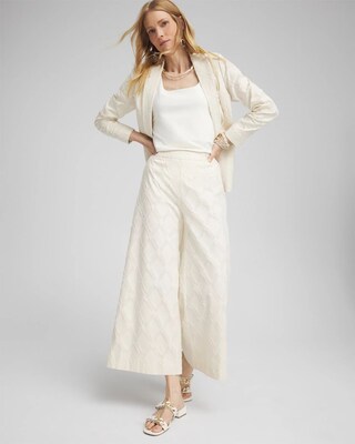 Textured Wide Leg Cropped Pants click to view larger image.