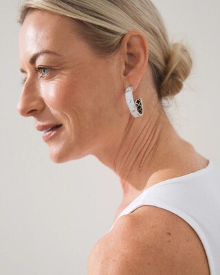 White Front to Back Hoop Earrings