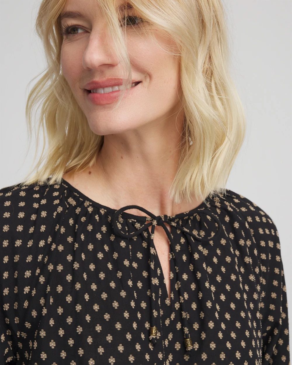 Floral Print Tie-Neck Top