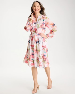 Georgette Trapunto Pullover Dress