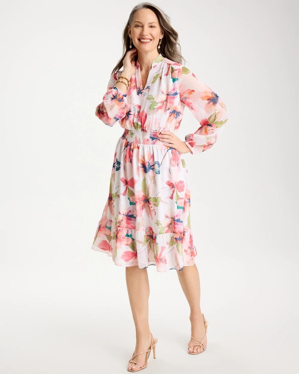 Georgette Trapunto Pullover Dress