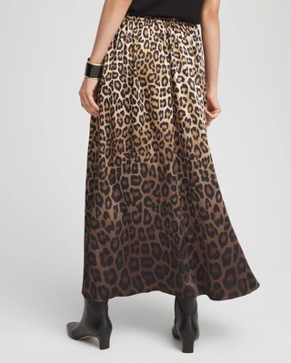 Leopard Stretch Satin Skirt