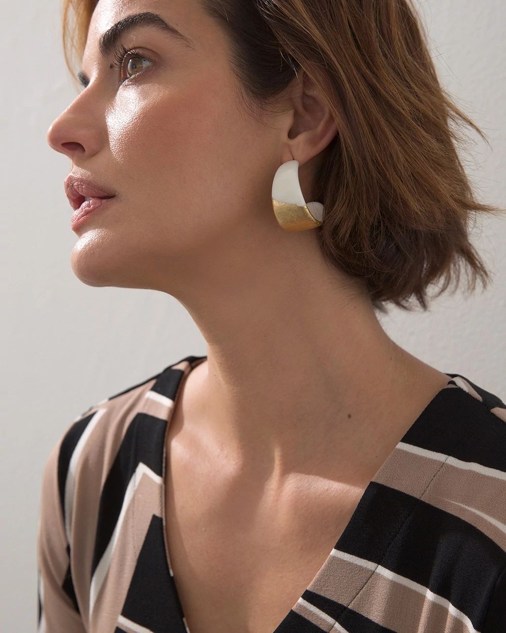 White Foil Hoop Earrings