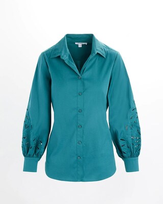 Poplin Embroidered Cutwork Shirt