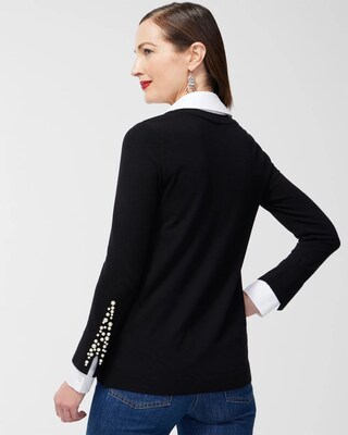 Faux Pearl Collared Pullover Sweater