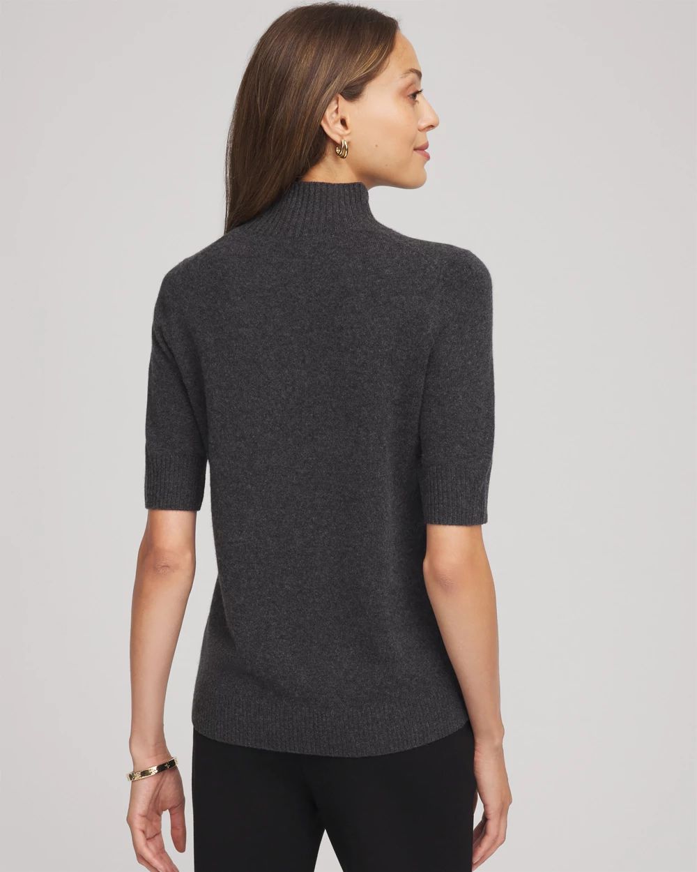 Cashmere Elbow-Sleeve Sweater click to view larger image.