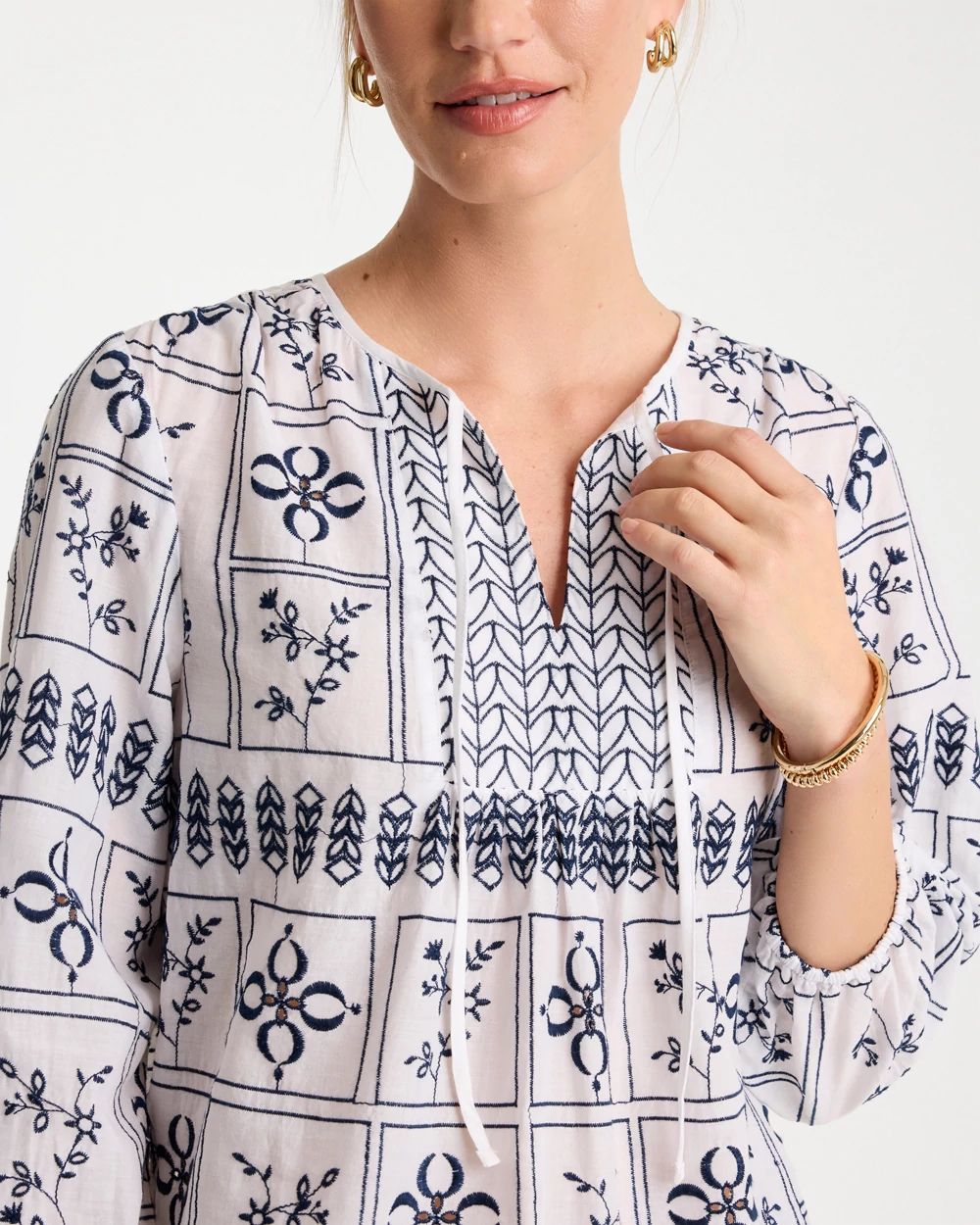 Embroidered Cotton Voile Blouse click to view larger image.