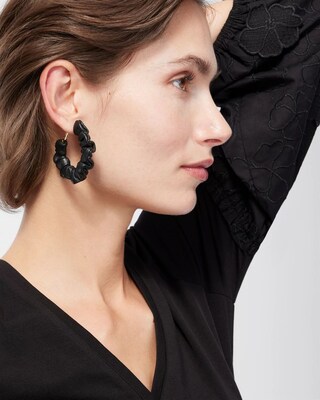 Black Leather Hoops