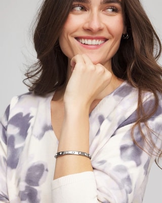 Hematite Rhinestone Tone Bangle click to view larger image.