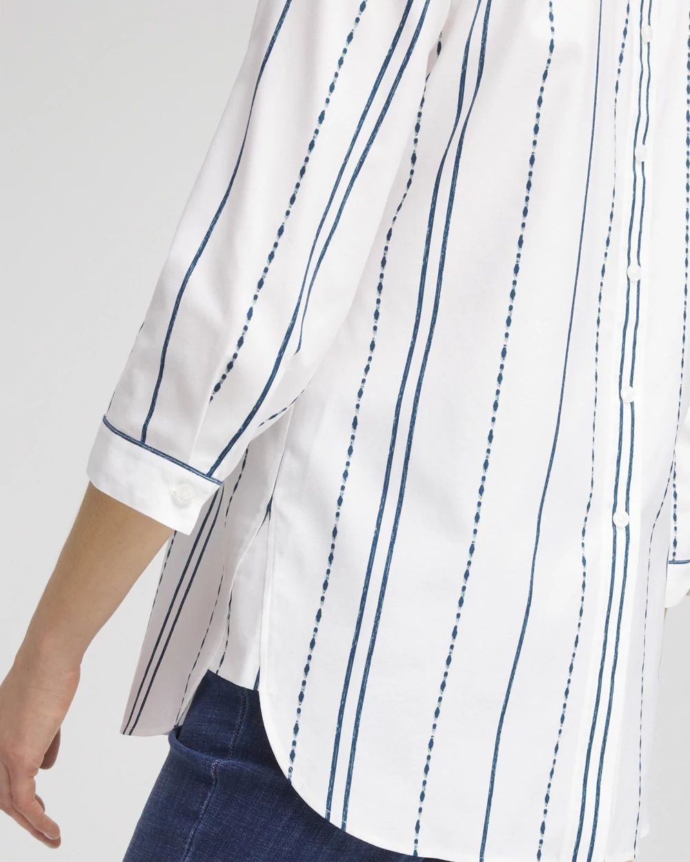 No Iron™ Striped Buttonback Stretch Tunic click to view larger image.