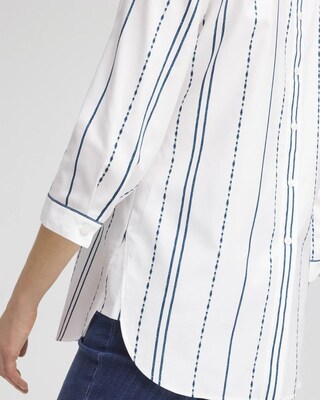 No Iron™ Striped Buttonback Stretch Tunic click to view larger image.