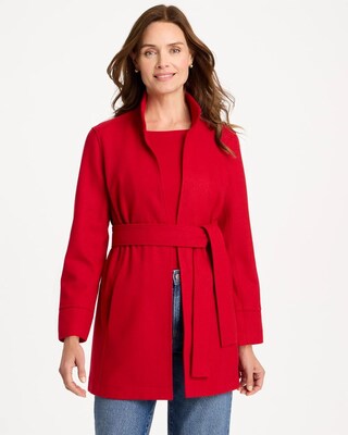 Melton Long-Sleeve Belted Jacket