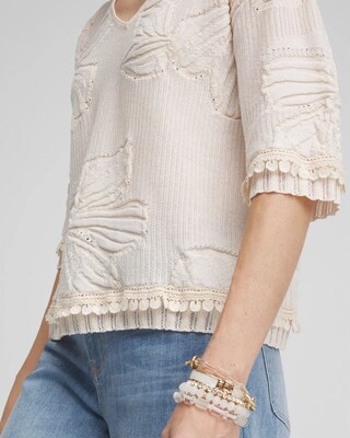 Embossed Pointelle Lace Pullover