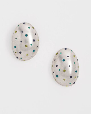Multicolor Silver Tone Puff Earrings click to view larger image.