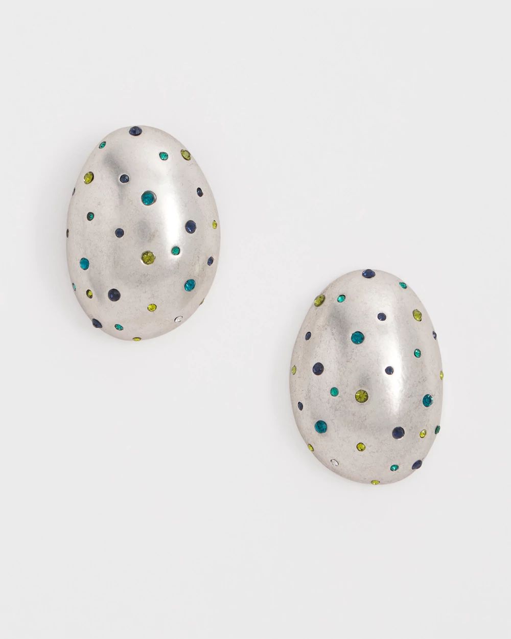 Multicolor Silver Tone Puff Earrings click to view larger image.