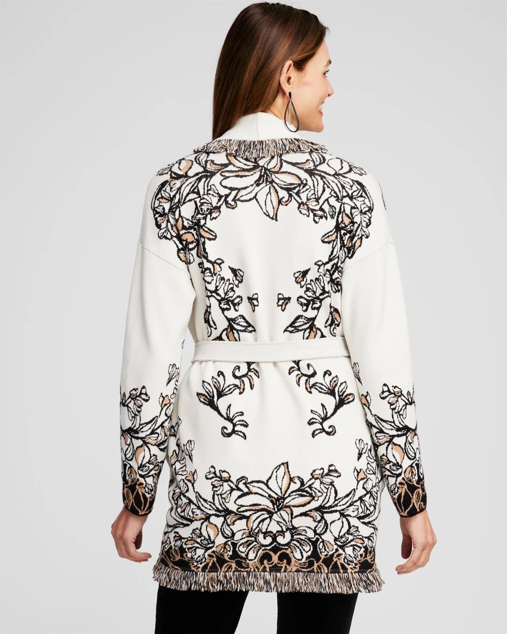 Fringe Jacquard Cardigan