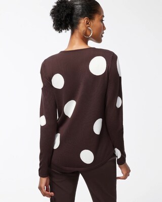 Spun Rayon Polka Dot V-Neck Sweater