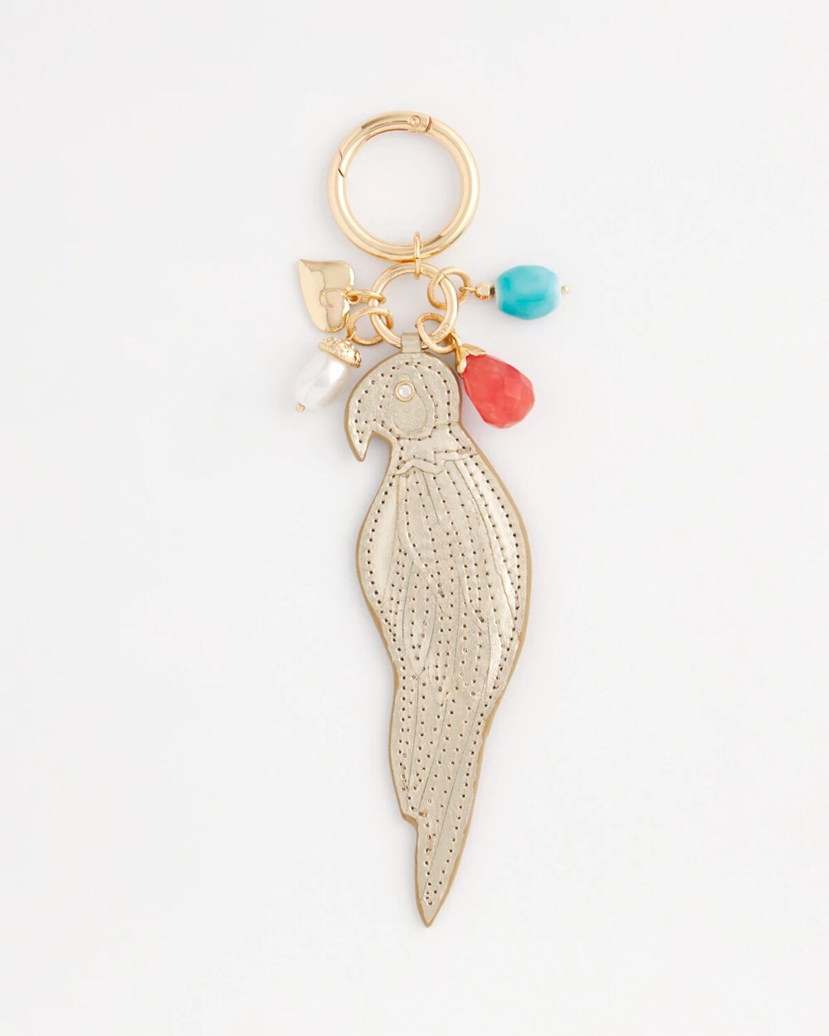 Chico's Red White/blue Goldtone Parrot Bag Charm In Gold
