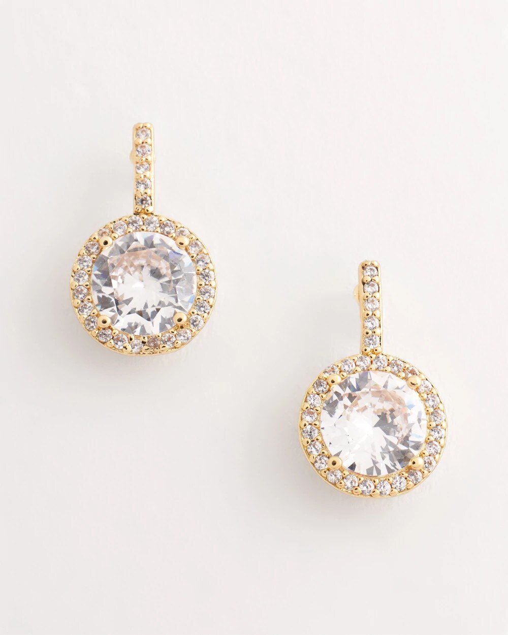 Goldtone Bezel Set Cubic Zirconia Halo Earrings