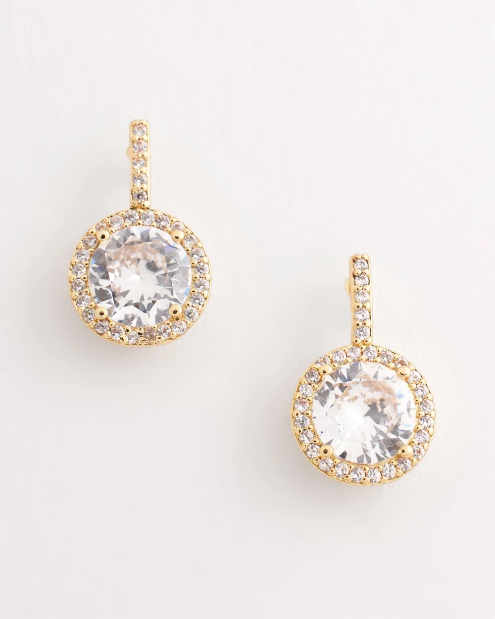 Goldtone Bezel Set Cubic Zirconia Halo Earrings