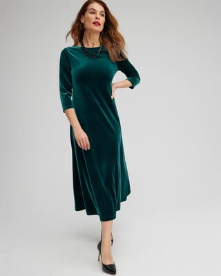 Velvet V-Back Midi Dress