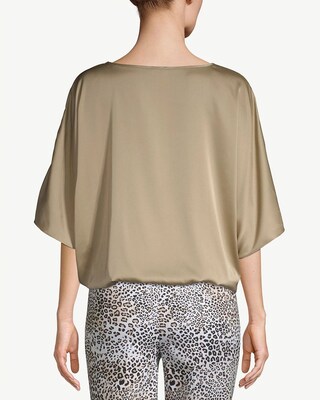 Satin V-Neck Dolman-Sleeve Top
