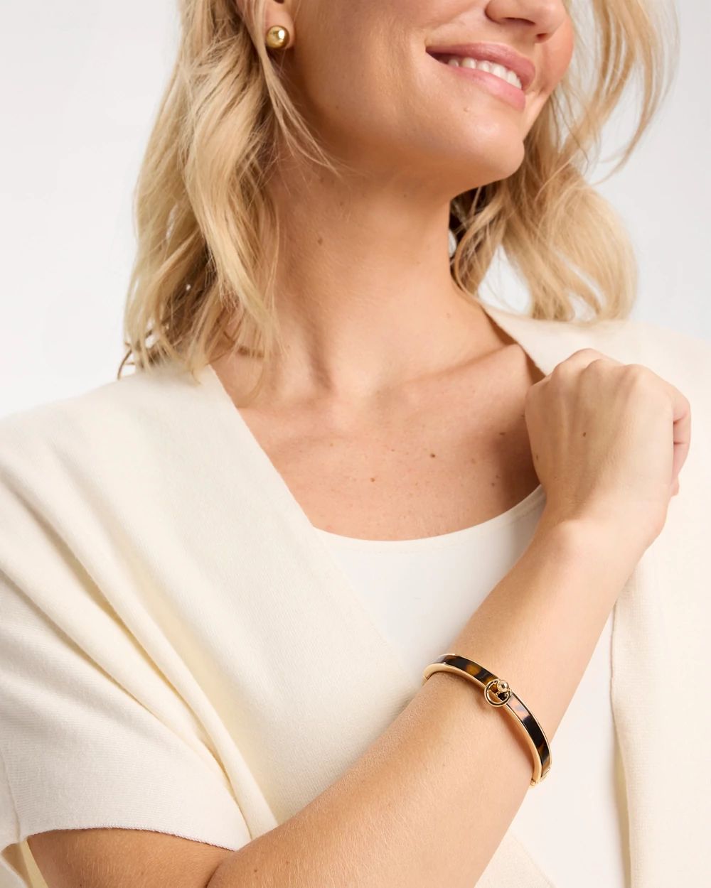 Tortoise Hinge Cuff Bangle Bracelet click to view larger image.