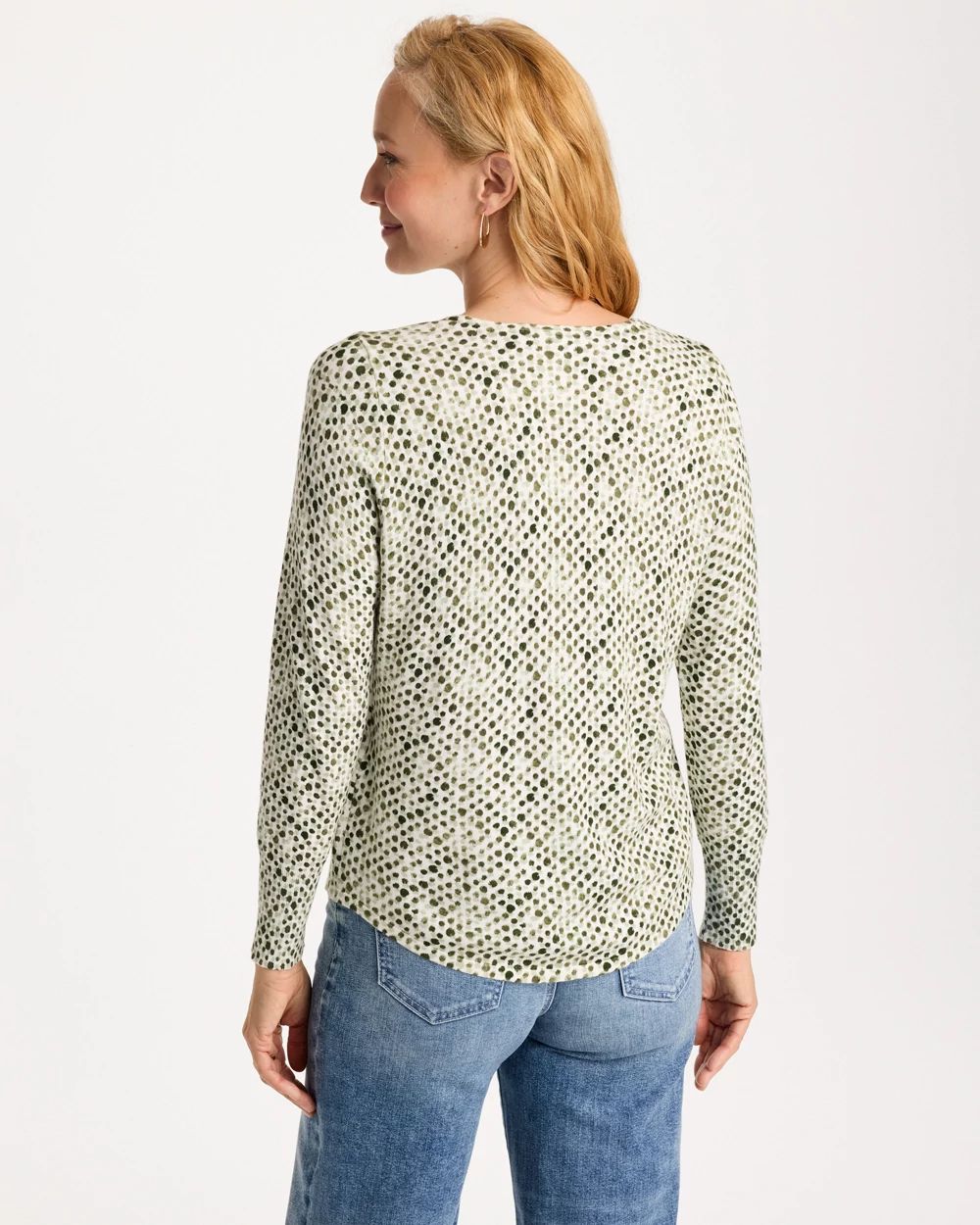 Ella V-Neck Printed Pullover Sweater click to view larger image.