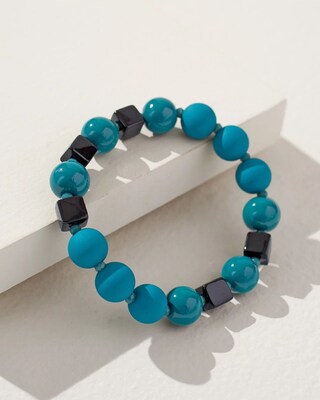 Blue and Black Stretch Bracelet