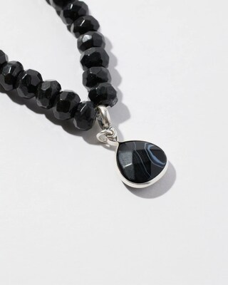 Stone Dangle Black Stretch Bracelet