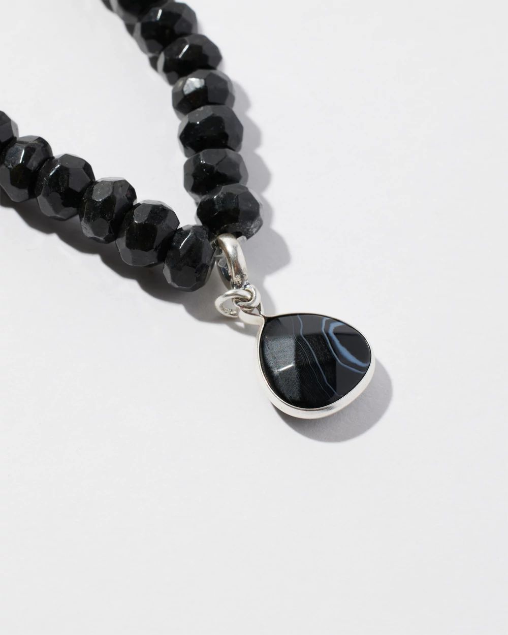 Stone Dangle Black Stretch Bracelet