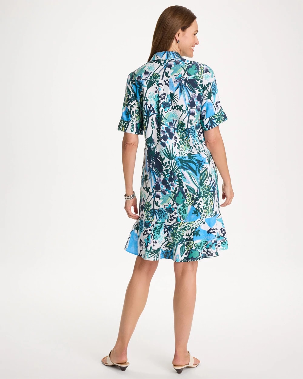 Floral Linen-Cotton Popover Dress