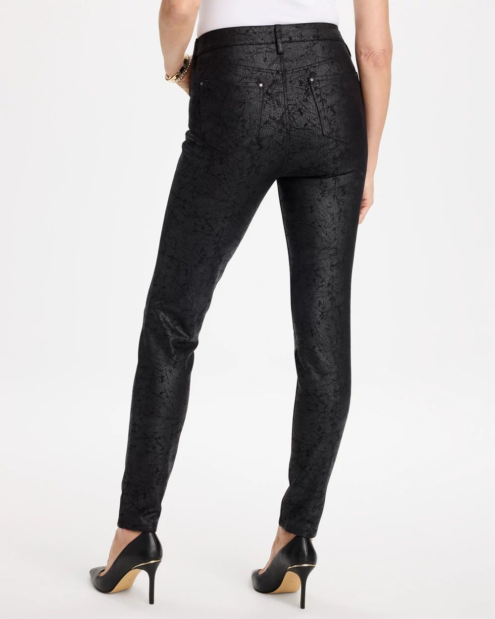 Faux Leather Five Pocket Skinny Pants click to view larger image.