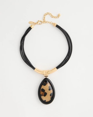Animal Hair On Leather Pendant Necklace