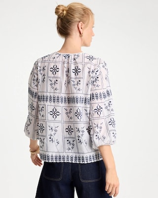 Embroidered Cotton Voile Blouse click to view larger image.
