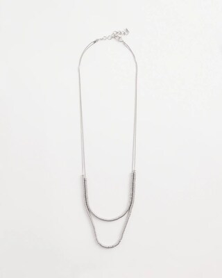Double-Strand Silver Tone Disc Necklace click to view larger image.