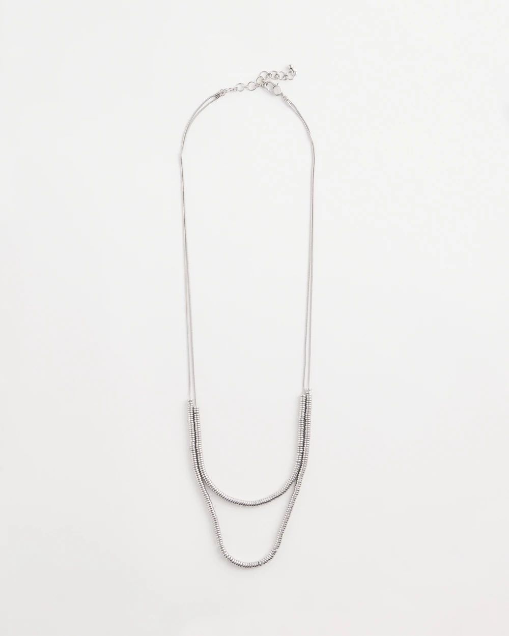 Double-Strand Silver Tone Disc Necklace