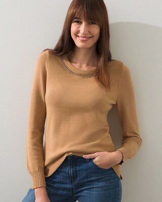 Chain Crew Neck Pullover Sweater