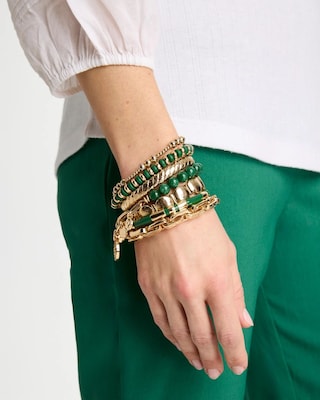 Green Gold Slice Stretch Bracelet click to view larger image.