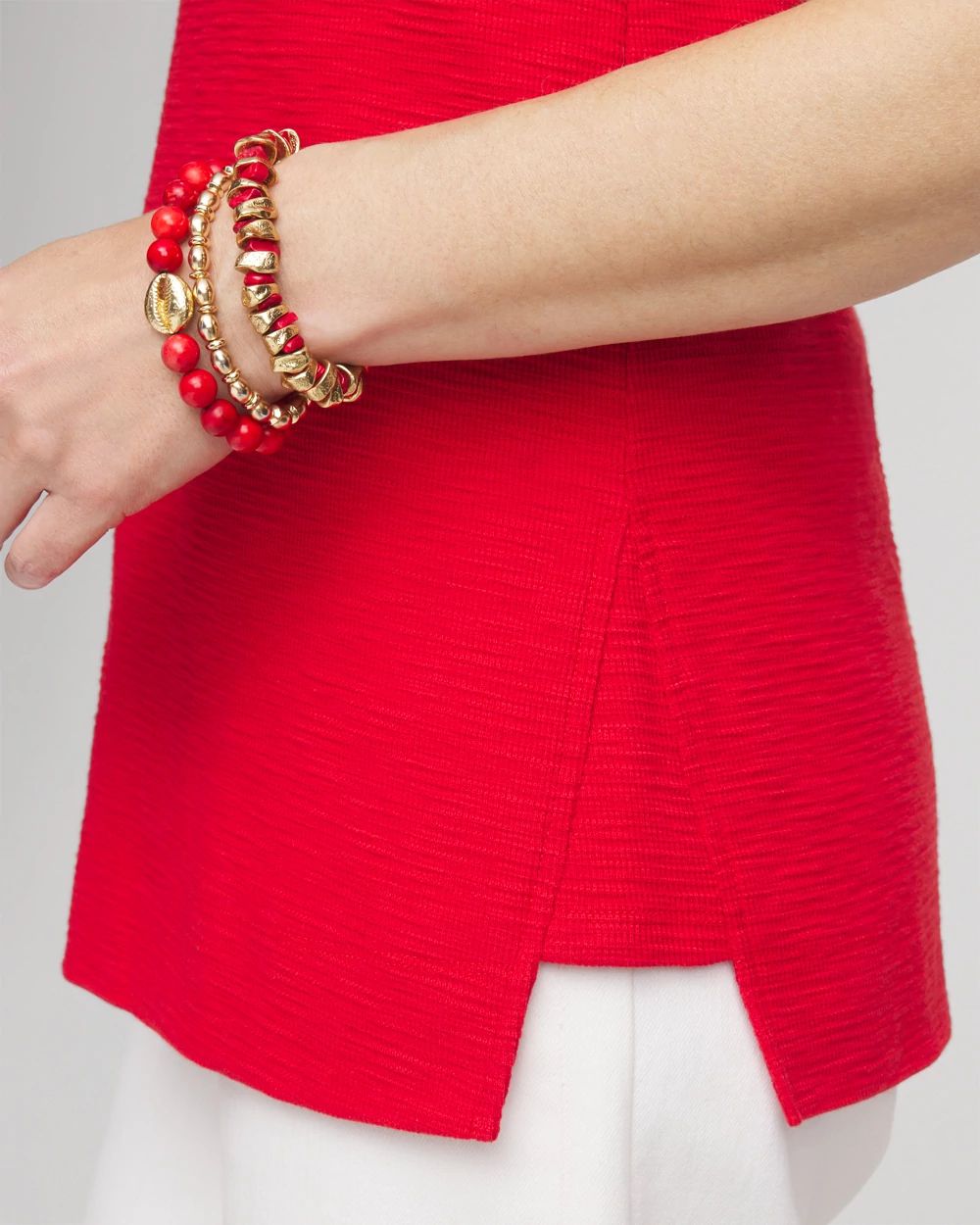 Textured Sleeveless V-Neck Tunic