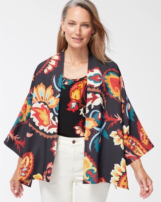 Paisley Print Short Kimono