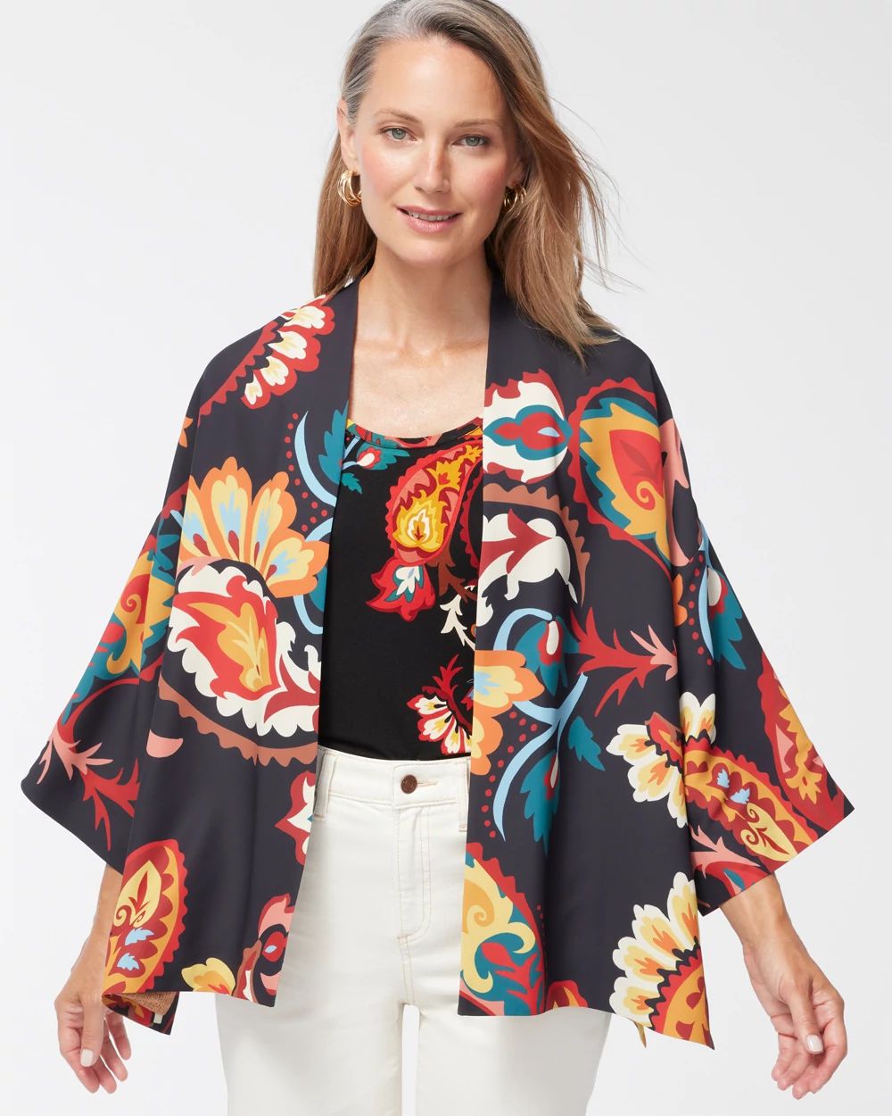 Paisley Print Short Kimono