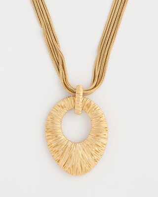 Crinkle Goldtone Pendant Necklace click to view larger image.