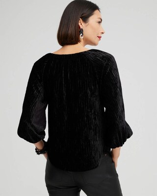 Textured Velvet Blouson Sleeve Top