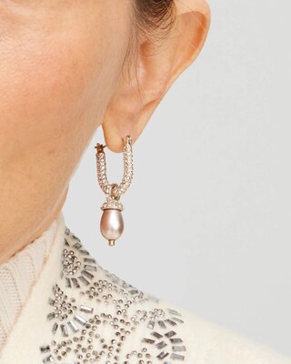 Faux Pearl Pavé Huggie Hoops