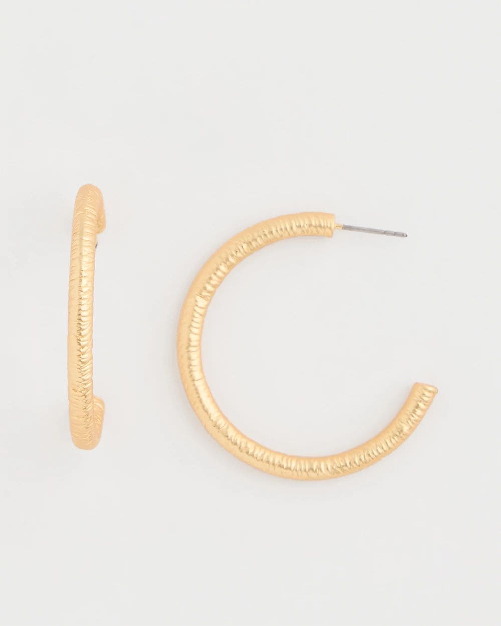 Goldtone Textured Hoop Earrings