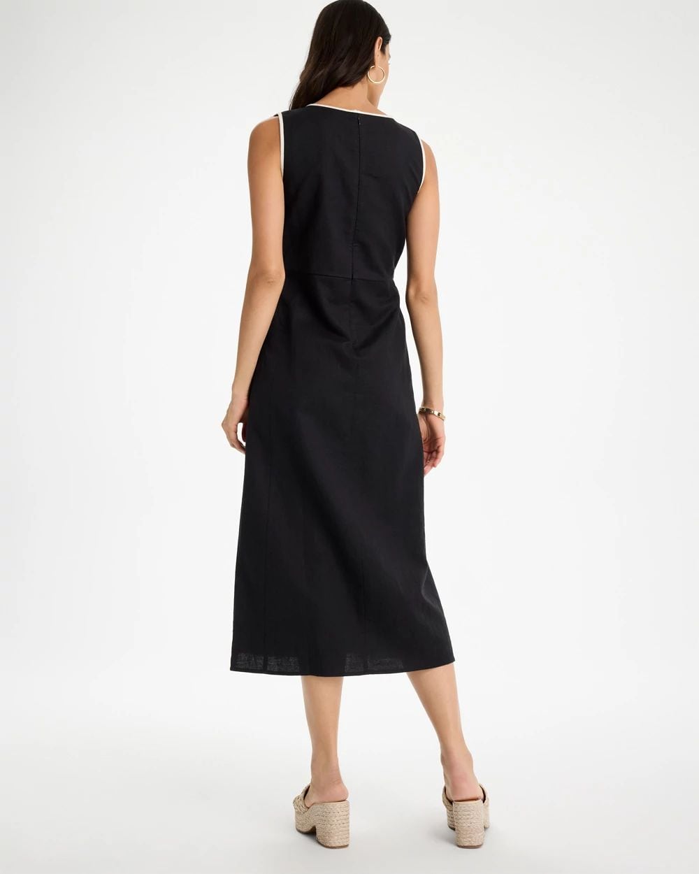 Petite Sleeveless Surplice Linen Dress click to view larger image.