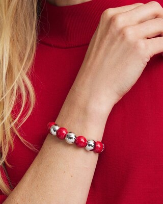 Red Beaded Stretch Bracelet